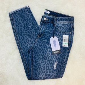 Kensie Skinny Crop Animal Leopard Print Jeans 8 29